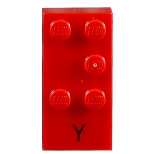 Braille Brick 2 x 4 with 5 Studs ⠽ and 'Y' Print (Red)