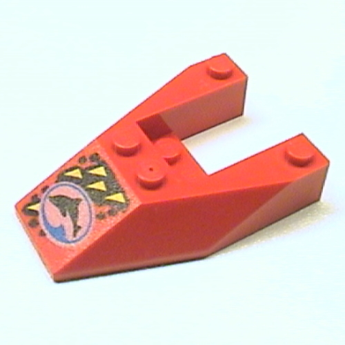 Brick Wedged, Sloped 6 x 4 Cutout, No Stud Notches with Divers Blue Team Logo Print (Red)