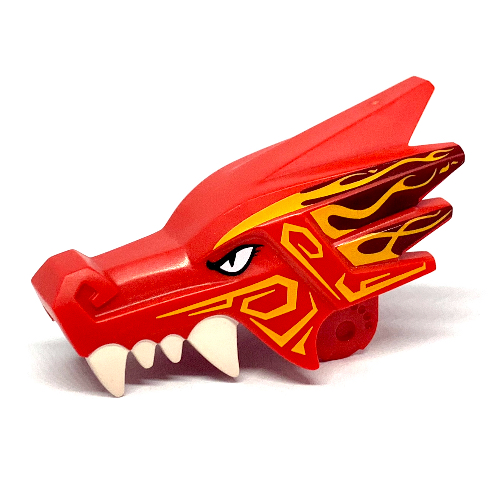 Creature Body Part, Dragon Head Upper Jaw with White Teeth, Yellow/Dark Red Markings Print (Red)