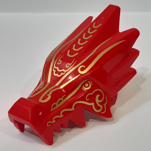 Creature Body Part, Dragon Head Upper Jaw with Gold Markings Print (Red)
