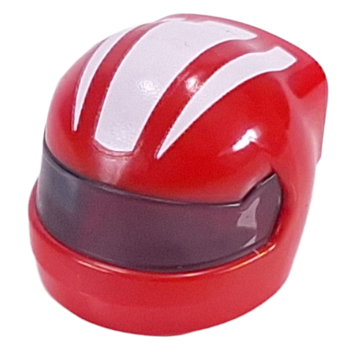 Helmet, Formula 1 with Trans-Black Visor Pattern and White Stripes Print (Red)