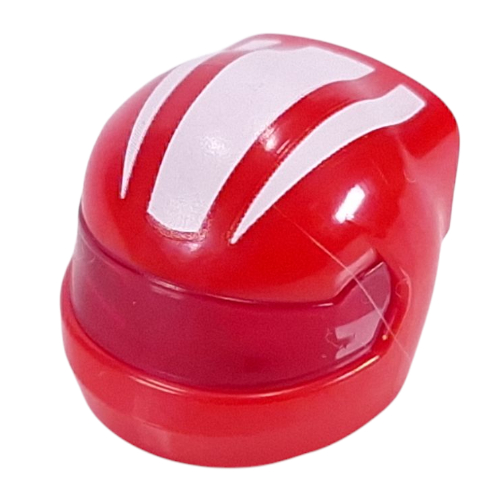 Helmet, Formula 1 with Trans-Red Visor Pattern and White Stripes Print (Red)