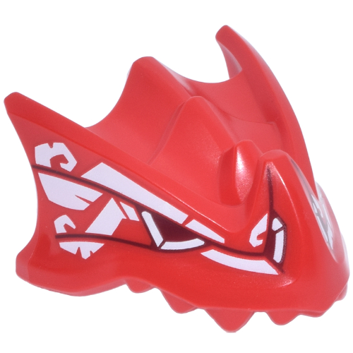 Creature Body Part, Dragon Head Upper Jaw with Dark Red Eye, White Markings Print (Red)