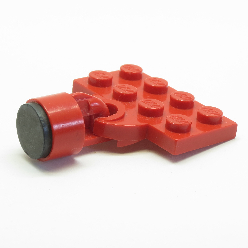 Plate Special 2 x 4 with Train Coupler Open with Magnet Short Cylinder Red (Red)