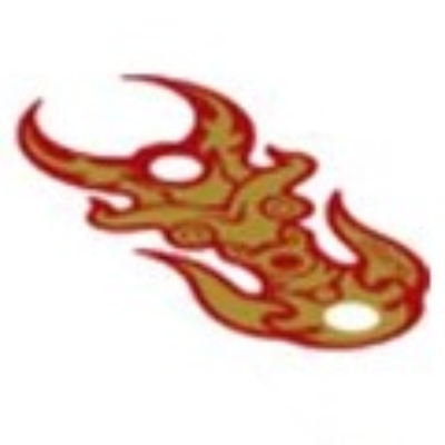Banner, Flame Effect with Gold Trim and Symbols Print (Red)