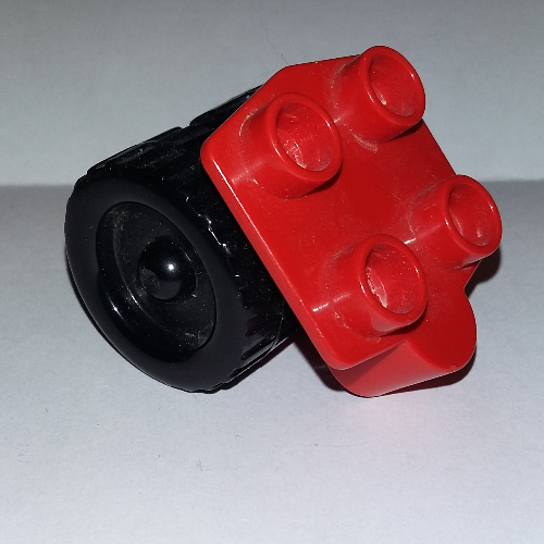 Duplo Airplane Wheel with 4 Studs, with Two Wide Wheels and no Hitch (Red)