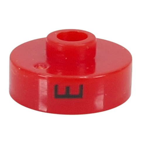 Pen Bead, Round Short, Flat Edge with 'E', 'Y', 'N' Print (Red)