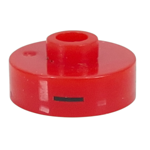 Pen Bead, Round Short, Flat Edge with 'I', 'W', 'B' Print (Red)