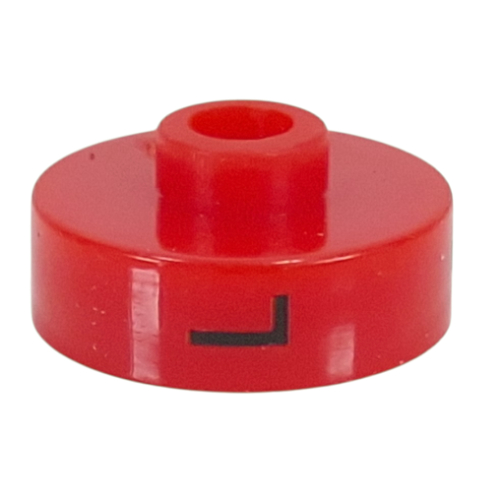 Pen Bead, Round Short, Flat Edge with 'L', '1', 'H' Print (Red)
