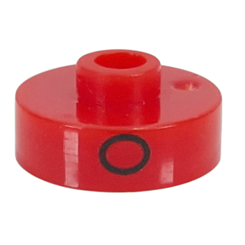 Pen Bead, Round Short, Flat Edge with 'O', 'S', 'D' Print (Red)