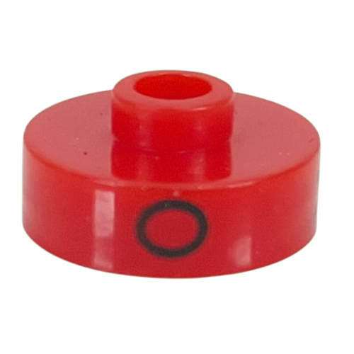 Pen Bead, Round Short, Flat Edge with 'O', 'V', 'B' Print (Red)