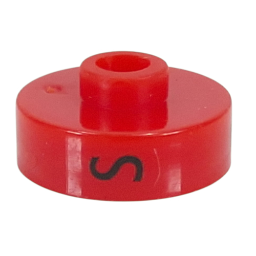 Pen Bead, Round Short, Flat Edge with 'S', '5', 'X' Print (Red)