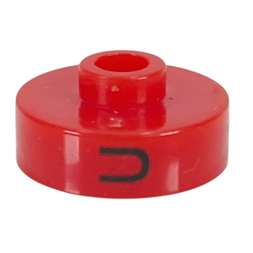 Pen Bead, Round Short, Flat Edge with 'U', 'M', 'T' Print (Red)