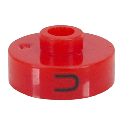 Pen Bead, Round Short, Flat Edge with 'U', 'F', 'H' Print (Red)