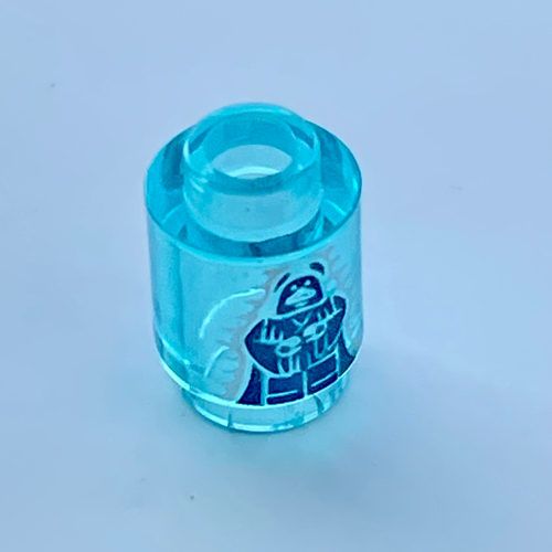 Brick Round 1 x 1 with Emperor Palpatine / Darth Sidious Print (Trans-Light Blue)