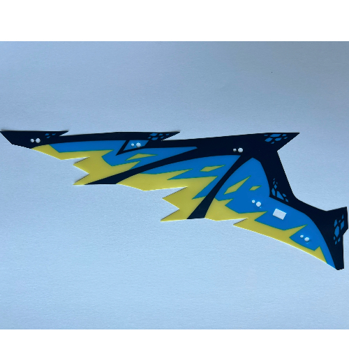 Wing, Dragon, Left, Dark Blue Limbs, Dark Azure and Bright Light Yellow Membranes Print (Trans-Clear)
