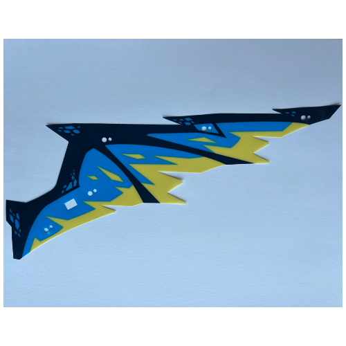 Wing, Dragon, Right, Dark Blue Limbs, Dark Azure and Bright Light Yellow Membranes Print (Trans-Clear)