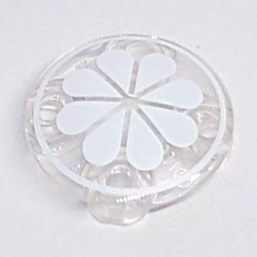 Plate Round 2 x 2 with Rounded Bottom with White Fruit Segments Print (Trans-Clear)
