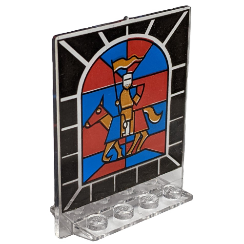 Door 2 x 5 x 5 Swivel, Flat Base with Stained Glass Knight Print (Trans-Clear)