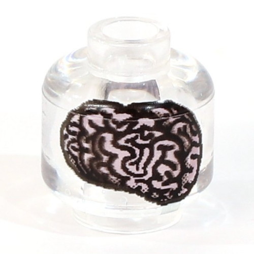 Minifig Head (No Face), Purple Brain Print (Trans-Clear)
