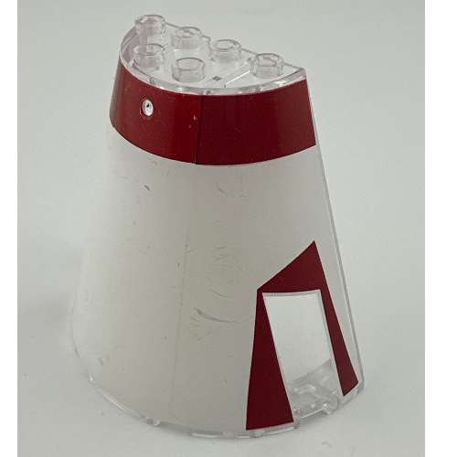 Cone Half 8 x 4 x 6 with Dark Red Stripe Tantive Bridge Top Print (Trans-Clear)