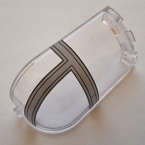 Panel 3 x 3 x 6 Corner Convex with Curved Top with Dark Bluish Grey Cockpit Print (Trans-Clear)