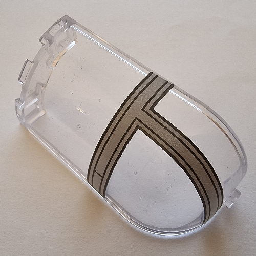 Panel 3 x 3 x 6 Corner Convex with Curved Top with Dark Bluish Grey Cockpit Print (Trans-Clear)