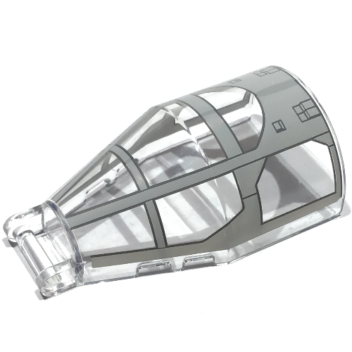 Windscreen 7 x 4 x 2 Round with Handle with Light Bluish Grey Cockpit Print (Trans-Clear)