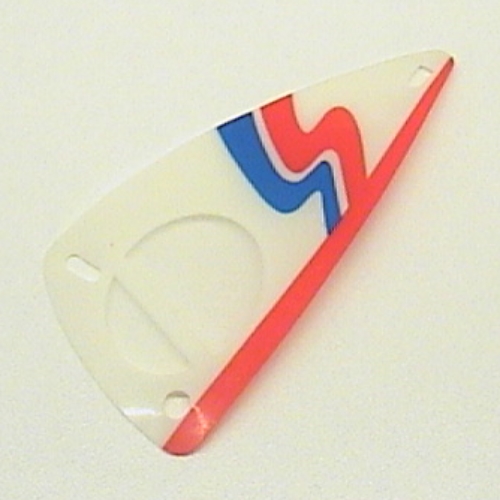 Sail, Triangular, 6 x 12 with White, Red & Blue Wavy Stripe Print (Trans-Clear)