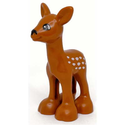 Duplo Animal Deer Fawn, Eyes White on Black (Dark Orange)