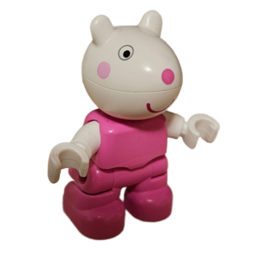 Duplo Figure Child, Rabbit with White Head, Dark Pink Nose Print (Dark Pink)