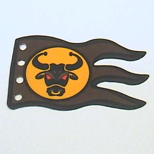 Flag 8 x 5 Wave with Black Border and Black Bull's Head Print (Brown)