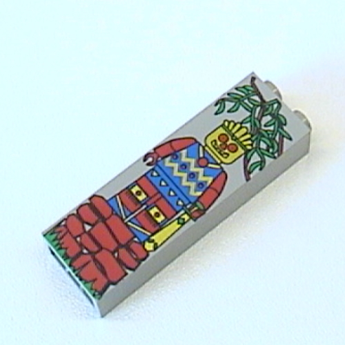 Brick 1 x 2 x 5 with Jungle Print (Light Gray)