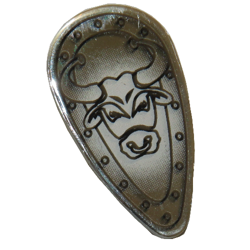 Shield Ovoid with Black Bulls Head Outline Print (Light Gray)