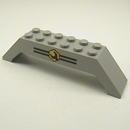 Brick Sloped 45° 10 x 2 x 2 Double with Wrench Print (Light Gray)