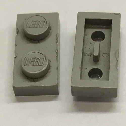 Plate 1 x 2 [Old Style Bottom] (Light Gray)