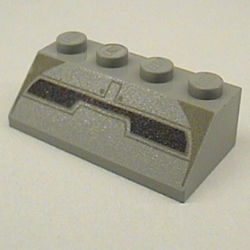 Brick Sloped 45° 2 x 4 with Dark Gray and Black Lines Print (Light Gray)