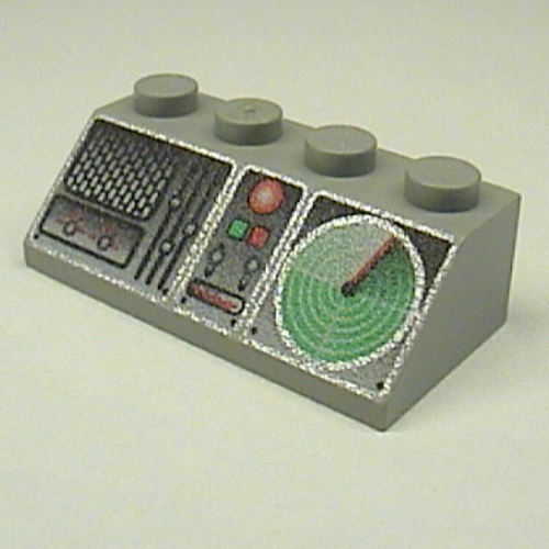 Brick Sloped 45° 2 x 4 with Control Panel and Radar Print (Light Gray)
