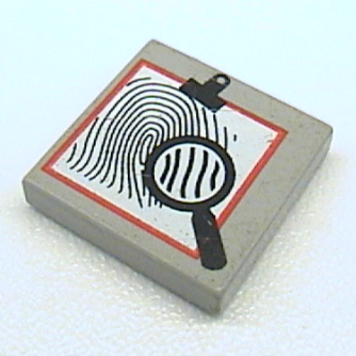 Tile 2 x 2 with Magnifying Glass and Fingerprint Print (Light Gray)