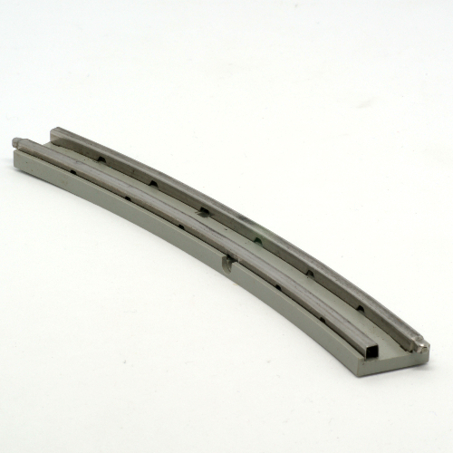 Train Track 12V Conducting Rail Curved [Cable Connection Holes] (Light Gray)