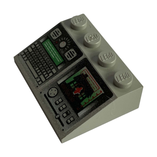 Brick Sloped 33° 3 x 4 with Surveillance Computer Panel Print (Light Gray)