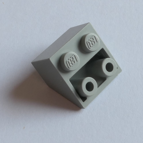 Brick Sloped Inverted 45° 2 x 2 [Ovoid Bottom Pin, Small Stud Holes] (Light Gray)