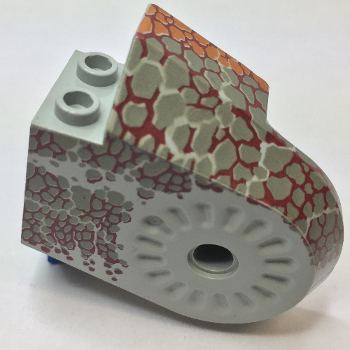 Animal Body Part, Dinosaur Body Quarter with Pin Holes, Dark Gray Scales on Dark Red and Gray Print (Light Gray)