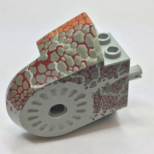 Animal Body Part, Dinosaur Body Quarter with Pin Holes, Dark Gray Scales on Dark Red and Gray Print (Light Gray)