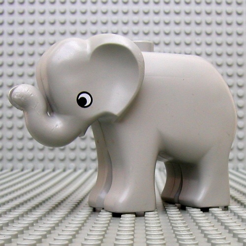 Duplo Animal Elephant Baby Standing, Round Eye Print (Light Gray)