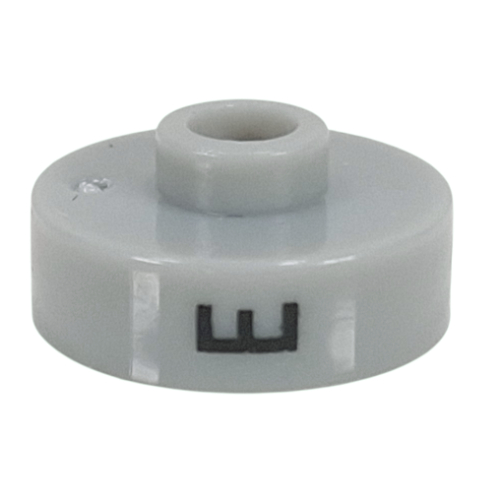 Pen Bead, Round Short, Flat Edge with 'E', '8', 'D' Print (Light Gray)