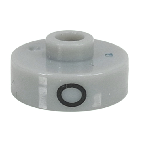 Pen Bead, Round Short, Flat Edge with 'O', 'Y', 'K' Print (Light Gray)