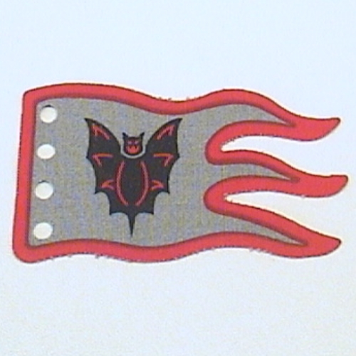 Flag 8 x 5 Wave with Red Border and Bat Print (Light Gray)
