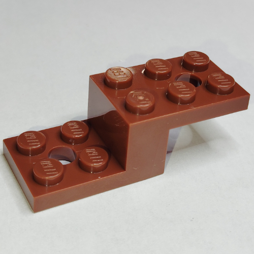 Bracket 5 x 2 x 1 1/3 with Holes, Pin Bottom (Reddish Brown)
