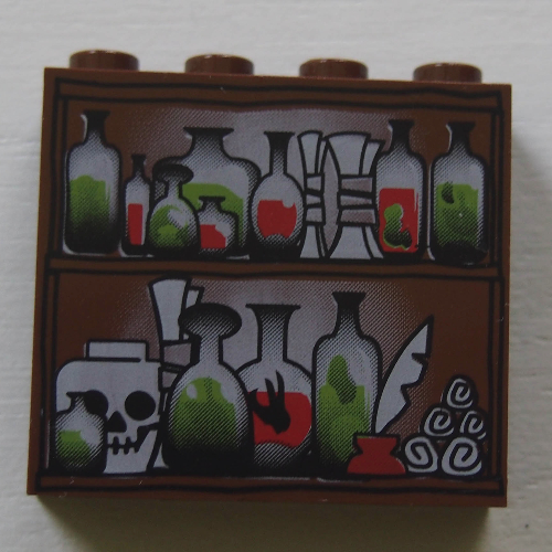 Panel 1 x 4 x 3 with Potions Print (Reddish Brown)